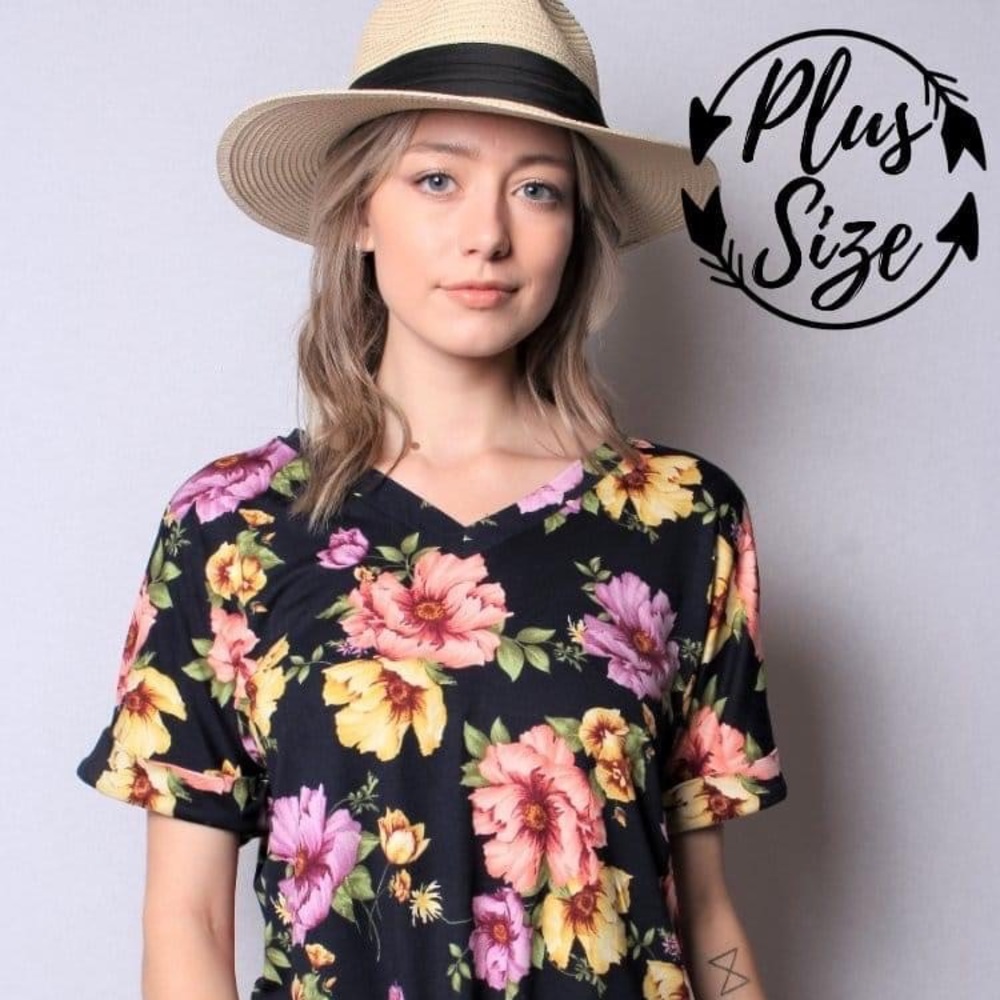 New Junior's Cute Boutique Navy floral print knot top